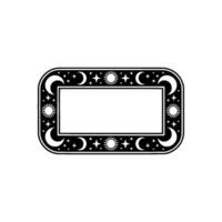 Celestial Frame Black White, Stars, Sun, Moon, for Invitations Labels. vector