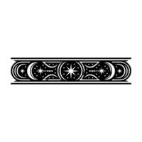 Celestial Border Moon Star Ornament, Minimalist Style. vector
