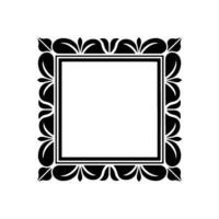 Elegant Black and White Floral Frame , Minimalist Template. vector