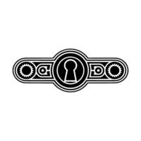 Art Deco Keyhole Ornament Black White, Geometric. vector