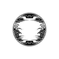 Japanese-Inspired Circle Waves Clouds, Monochrome, Minimalist. vector
