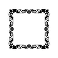 Art Nouveau Square Frame Elegant Black Ornament on White, Decorative. vector