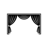 Minimalist Black Curtain Silhouette on Light Background. vector