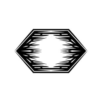 Abstract Geometric Hexagon with Frond-Like Detailing. vector