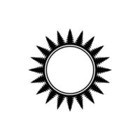 Sun with Forest Spikes Minimalist Black White. vector