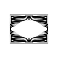 Minimalist Black White Ornate Frame, Empty Center for Elements. vector