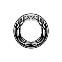 Minimalist Tree Ring Decorative Black and White Circle. vector