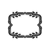 Elegant Black Frame with Leaf Accents on White Background vector