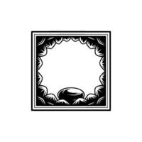 Black White Decorative Frame with Rock Formation - Illustration vector