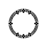 Minimalist Floral Circle Frame , Black and White, Abstract Geometric Pattern vector