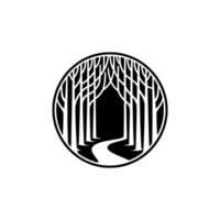 Forest Pathway , Minimalist Black White vector