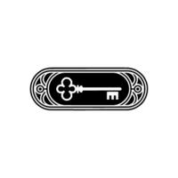 Elegant Black and White Key in Ornate Frame vector