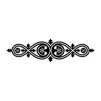 Ornamental Black Winter Snowflake Border on White Background