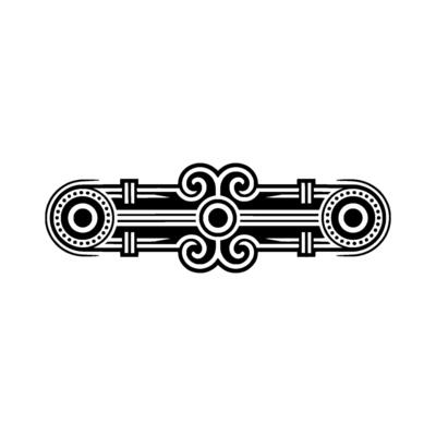 Art Deco Ornament , Black and White, Geometric, Symmetric