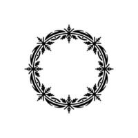Elegant Black Circle Floral Frame on White Background vector