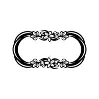 Floral Oval Frame, Black and White Illustration, Decorative Element vector