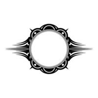 Tribal-Inspired Circle Frame in Black White on Neutral Background vector