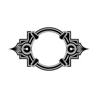Geometric Ornamental Circle Frame in Black White vector