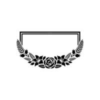 Elegant Floral Frame with Rectangular Box - Silhouette vector