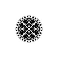 Geometric Polynesian Circle , Black and White, Minimalist vector