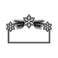Minimalist Christmas Frame Snowflake, Pine, Border vector