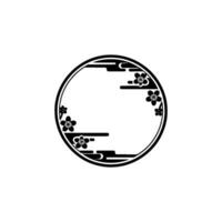Minimalist Japanese Circle Frame with Cherry Blossoms Elegant vector
