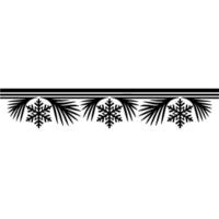 Winter Border Minimalist Snowflake and Pine vector