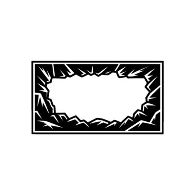 Abstract Mountain Frame Black and White Minimalist Element