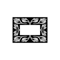 Black Floral Frame with White Center, Minimalist vector