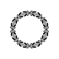 Elegant Black and White Leaf Circle Frame on Creamy Background vector