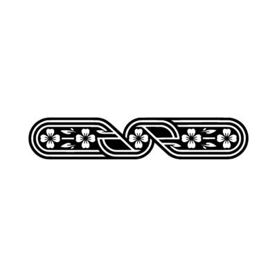 Elegant Floral Border, Intertwined, Black and White