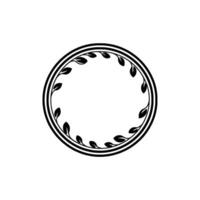 Minimalist Botanical Circular Frame, Black and White vector