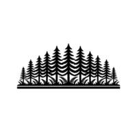 Black Silhouette Forest Trees Ferns, Minimalist vector