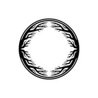Black Tree Branch Circle Frame on Off-White Background vector