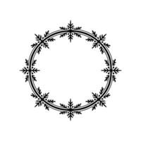 Elegant Snowflake Circle Frame - Minimalist Winter vector