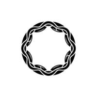 Abstract Woven Circle in Black on White, Minimalist vector