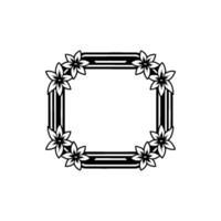 Elegant Floral Border Frame, Black and White, Minimalist vector