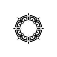 Geometric Circular Black on White Decorative , Tribal Style vector