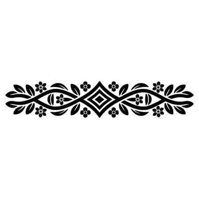 Elegant Black Floral Border Element on White- Background