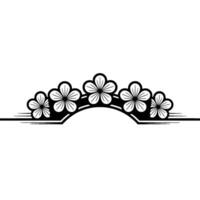 Black and White Floral Border , Elegant Japanese Style vector
