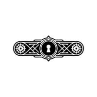 Ornate Deco Keyhole Emblem on White Background vector