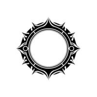 Black Tribal Circular Frame on White Background - Decorative Element vector