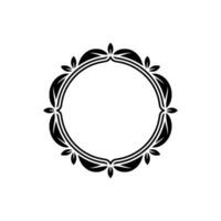 Elegant Black Leaf, Frame on White Background vector