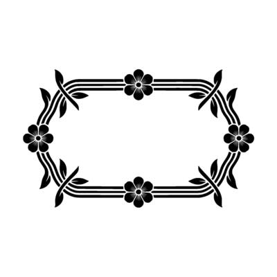 Elegant Black, Floral Frame- on White Background