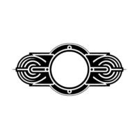 Art Deco Oval Frame with Geometric on White Background vector