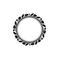 Elegant Black Floral Circle Frame on White Background - Floral frame vector