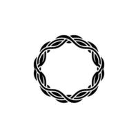 Black Woven Circle Frame on White Background, Minimalist Element vector