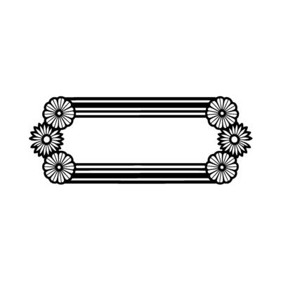 Floral Label Frame, Minimalist Black and White Illustration