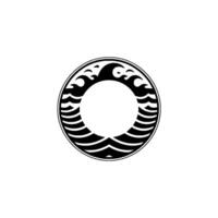 Black and White Wave Emblem Minimalist Circular vector