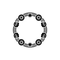 Decorative Floral Circle - Minimalist Black and White Element vector